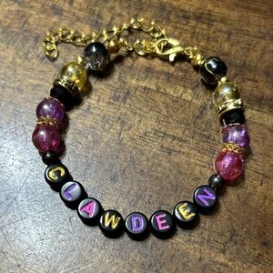 CLAWDEEN INSPIRED Gold and Pink Beaded Bracelet